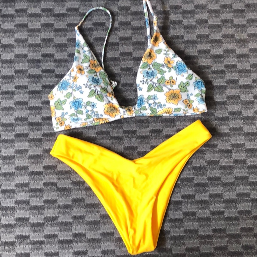 Floral and yellow bikini